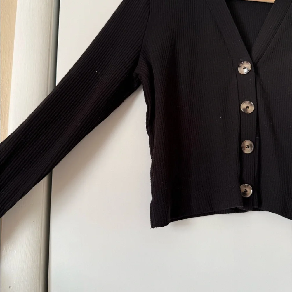 LOFT Black Ribbed Cardigan - Picture 4 of 7